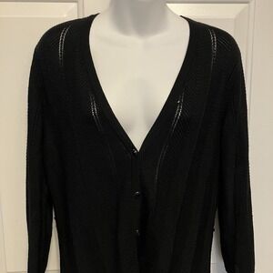 Classiques Entier‎ Women's Sz Medium Merino Wool Blend Black Cardigan Sweater